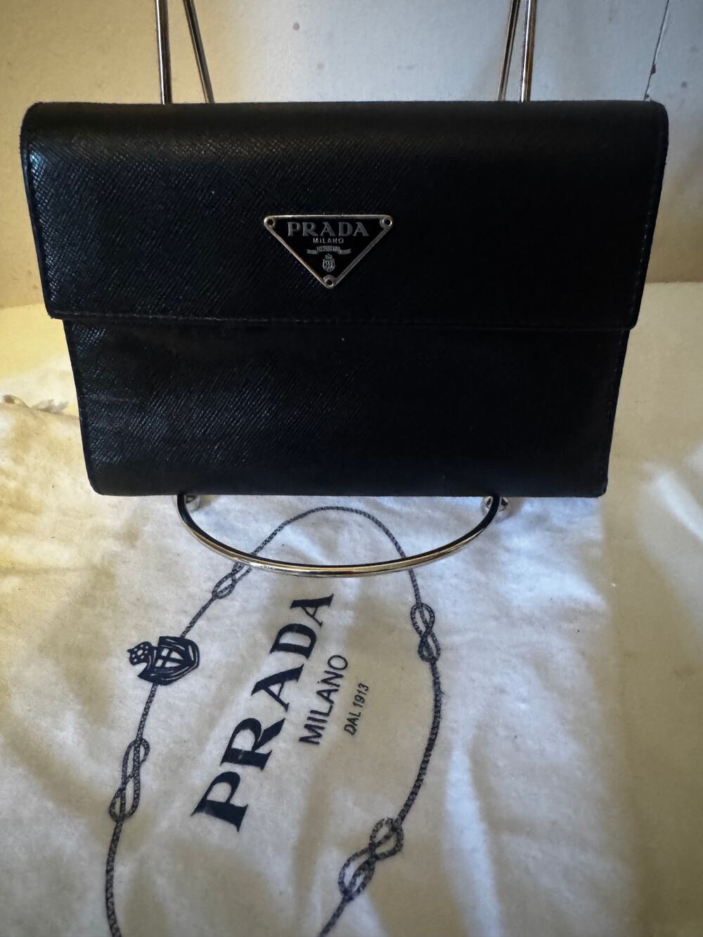 Black Prada Wallet Saffaino Continental